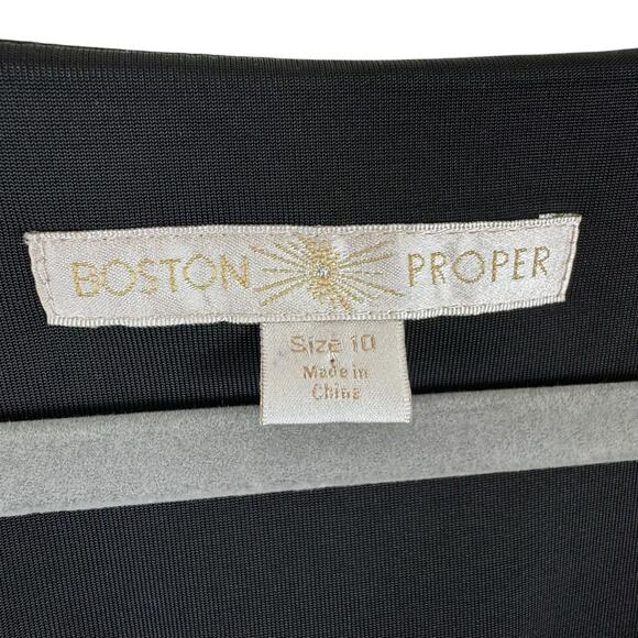 Boston Proper Black Nylon 3/4 Sleeve Jersey Knit V-Neck Sheath Dress Size 10 - Picture 5 of 7